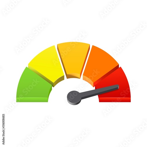 Color intensity measuring device with arrow and scale. 3D vector icon isolated on white background