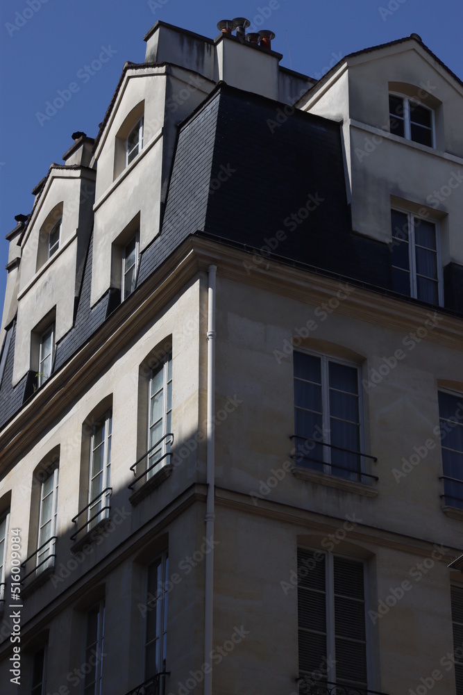 Facade of a classic building in Paris