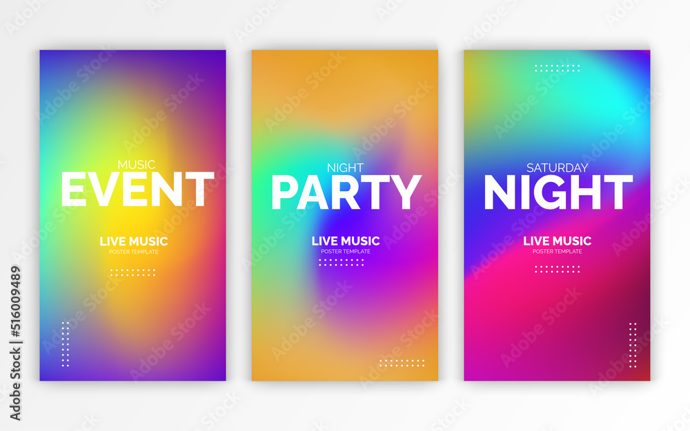 Set of banners design template. Abstract colorful liquid composition style for business, music event and social media promotion
