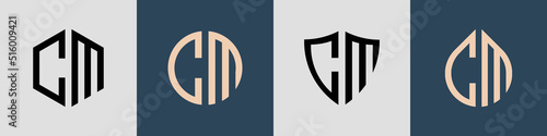 Creative simple Initial Letters CM Logo Designs Bundle.