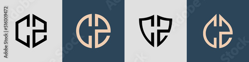 Creative simple Initial Letters CZ Logo Designs Bundle.