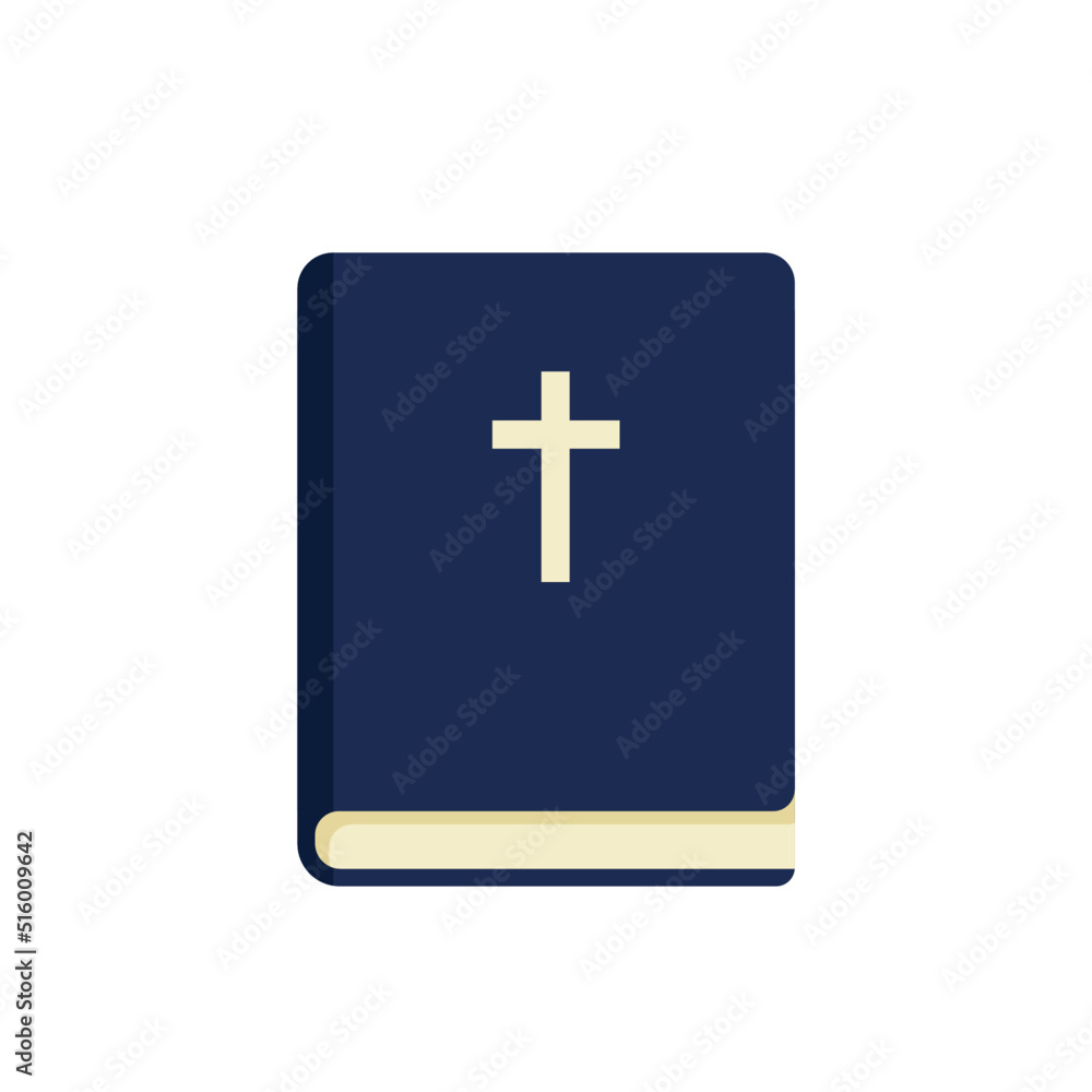 Holy Bible flat vector illustration. Bible simple icon with cross. Blue book. Holy Bible flat vector illustration. Bible simple icon with cross. Blue book.