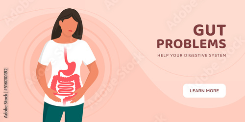 Sad woman with gut problems