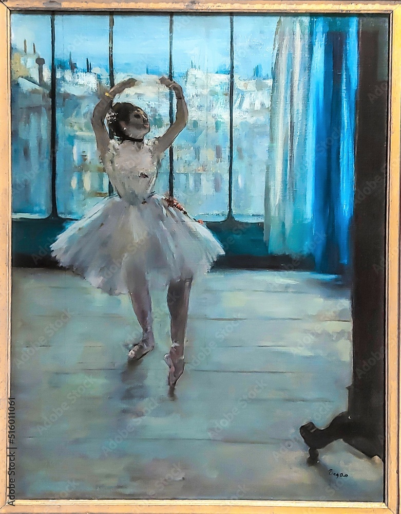 Painting by Edgar Degas "Dancer posing for a photographer". Exhibition "The  Birth of Modern Art: Sergey Shchukin's choice" in the State Hermitage  museum. St. Petersburg, Russia Stock-foto | Adobe Stock