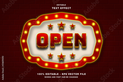 Open retro billboard or lightbox illustration with customizable light bulb frame