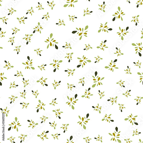Seamless vector pattern with laurel leaves on a white background. Plant texture with foliage. Illustration for label  packaging of natural eco products