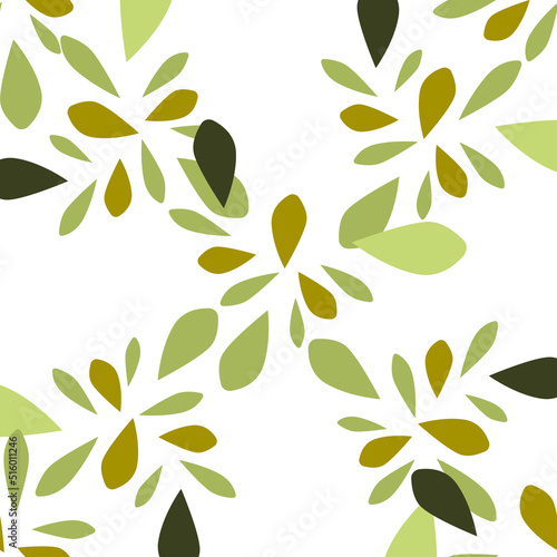 Fototapeta Naklejka Na Ścianę i Meble -  Seamless vector pattern with laurel leaves on a white background. Plant texture with foliage. Illustration for label, packaging of natural eco products