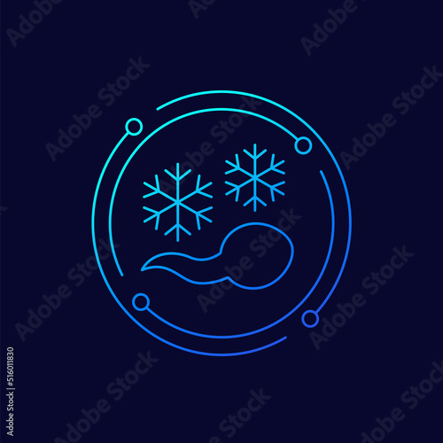 frozen sperm, cryopreservation line icon, vector