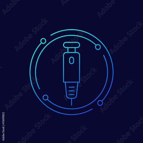 insulin pen icon, insulin injection linear design