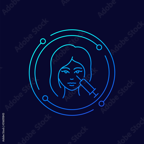 mesotherapy icon with face of a girl, linear design