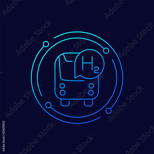 hydrogen bus line icon, clean transport vector