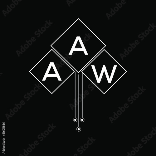 AAW letter logo design with white background in  illustrator, AAW vector logo modern alphabet font overlap style. photo