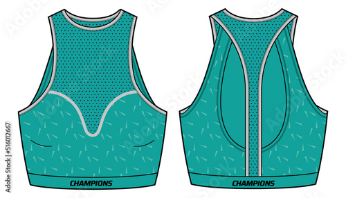 Women Sports bra support top active sports Jersey design flat sketch fashion Illustration suitable for girls and Ladies, Vest for Swim, yoga, gym, running and sports activity