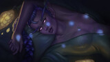 Night elf laying and relaxing in bed