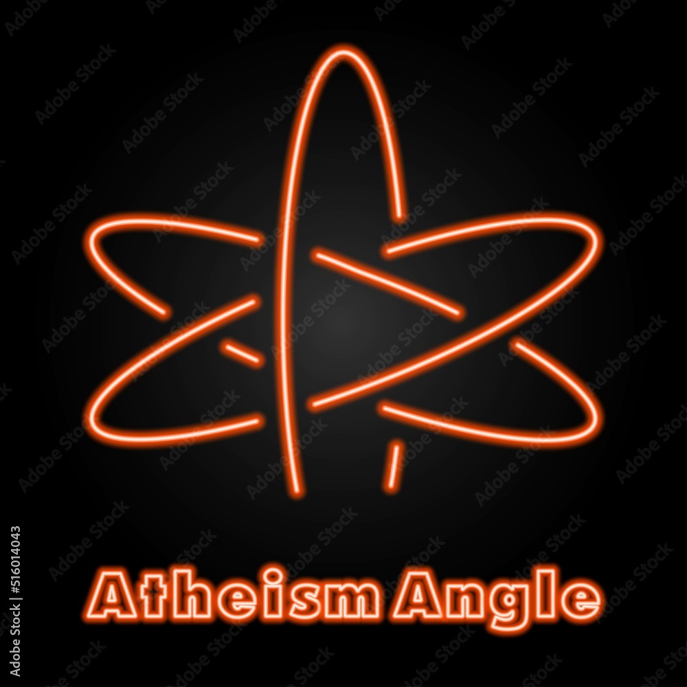Atheism Angle neon sign, modern glowing banner design, colorful modern design trends on black background. Vector illustration. Atheism Angle neon sign, modern glowing banner design, colorful modern design trends on black background. Vector illustration.