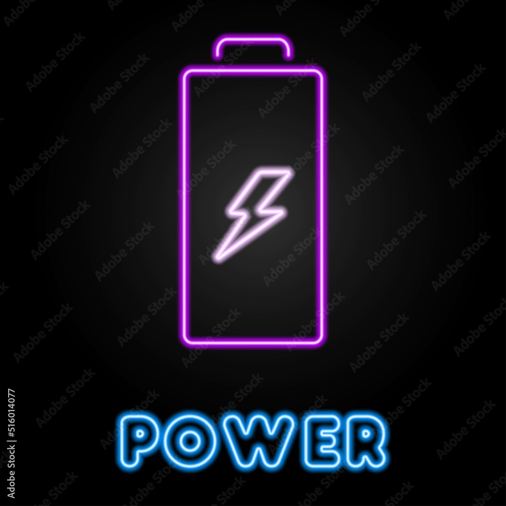 battery neon sign, modern glowing banner design, colorful modern design trends on black background. Vector illustration. battery neon sign, modern glowing banner design, colorful modern design trends on black background. Vector illustration.