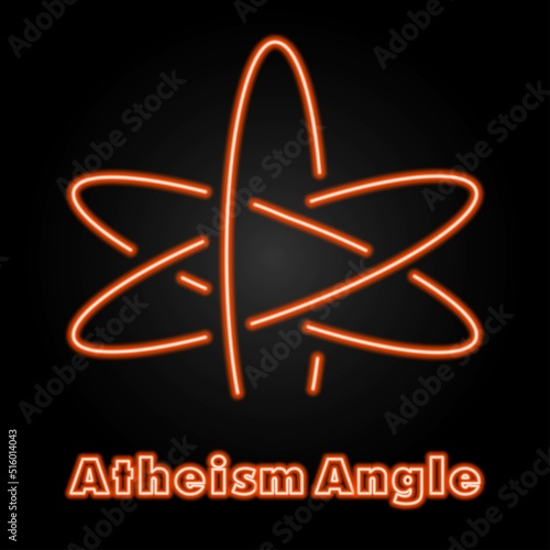 Atheism Angle neon sign, modern glowing banner design, colorful modern design trends on black background. Vector illustration.