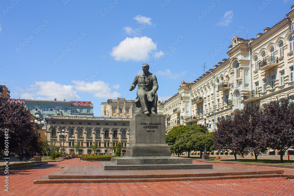 Monument to the composer Lysenko near Opera and Ballet Theater on Vladimirskaya Street in Kyiv, Ukraine