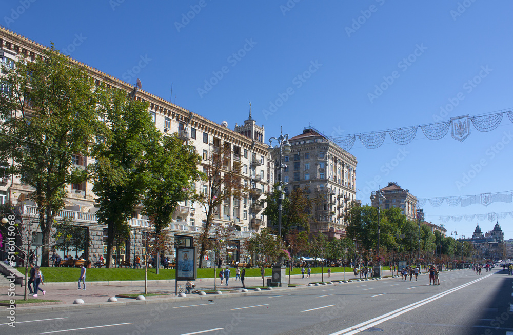 Khreshchatyk street is main street of Kyiv, Ukraine