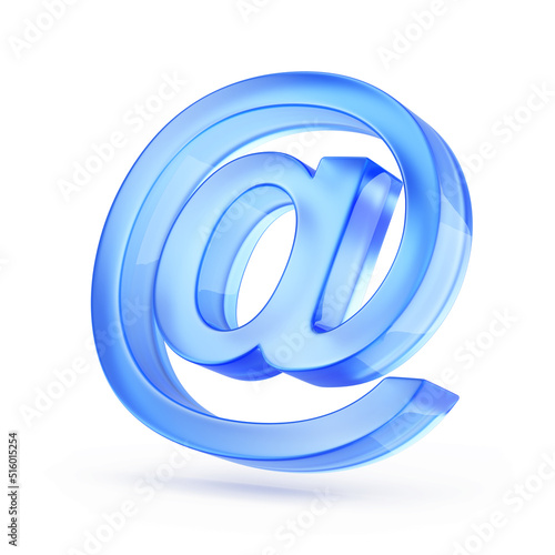 Email sign isolated on white. Blue At sign mail icon - 3d rendering