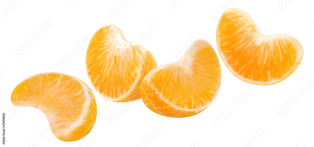 Flying tangerines, isolated on white background Flying tangerines, isolated on white background