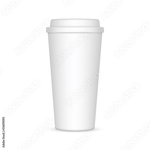 Tall Coffee Cup Mockup, Isolated on White Background. Vector Illustration