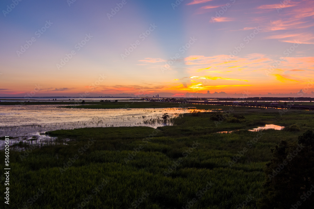 sunset over the alabama gulf coast 