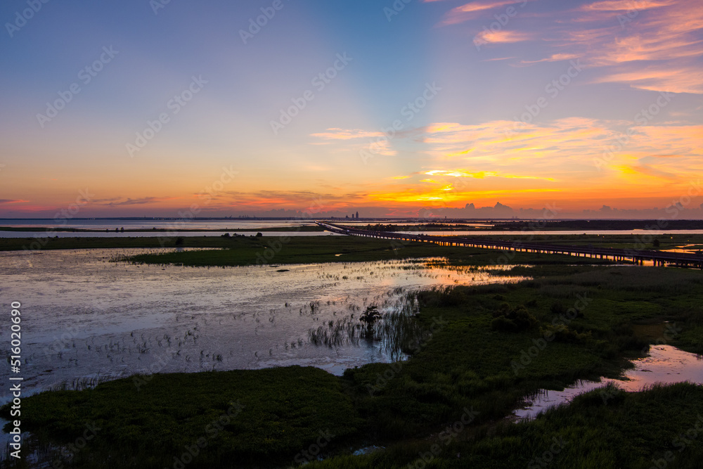 sunset over the alabama gulf coast 