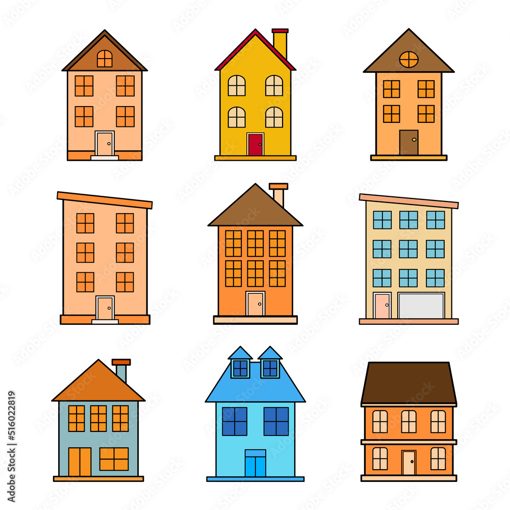 Illustration vector graphic of different house on a white background.