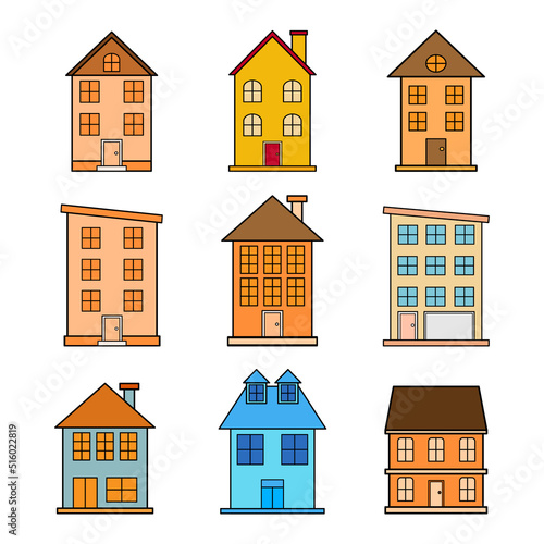 Illustration vector graphic of different house on a white background.