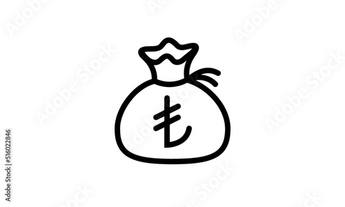 money bag icon vector isolated on white background, Cash transparent sign , thin line design elements in outline style 