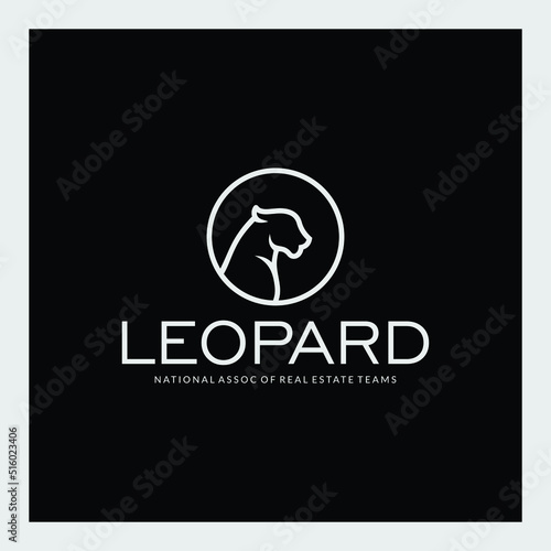 leopard line company logo. wild animal logo with minimalist concept