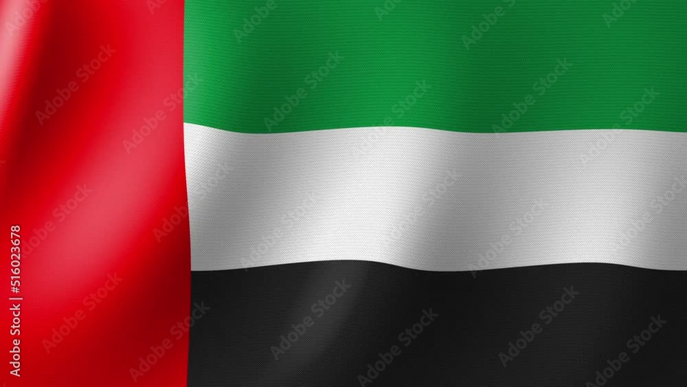 Flag of United Arab Emirates Flutters in the Wind. Seamless Animation 3D Flag of United Arab Emirates Flutters in the Wind. Seamless Animation 3D