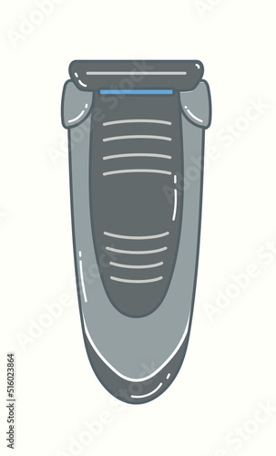 Grey and blue simple electric shaver in vector flat illustration art design