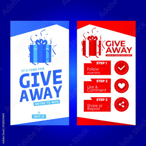 Giveaway banner template gift social media follow like share