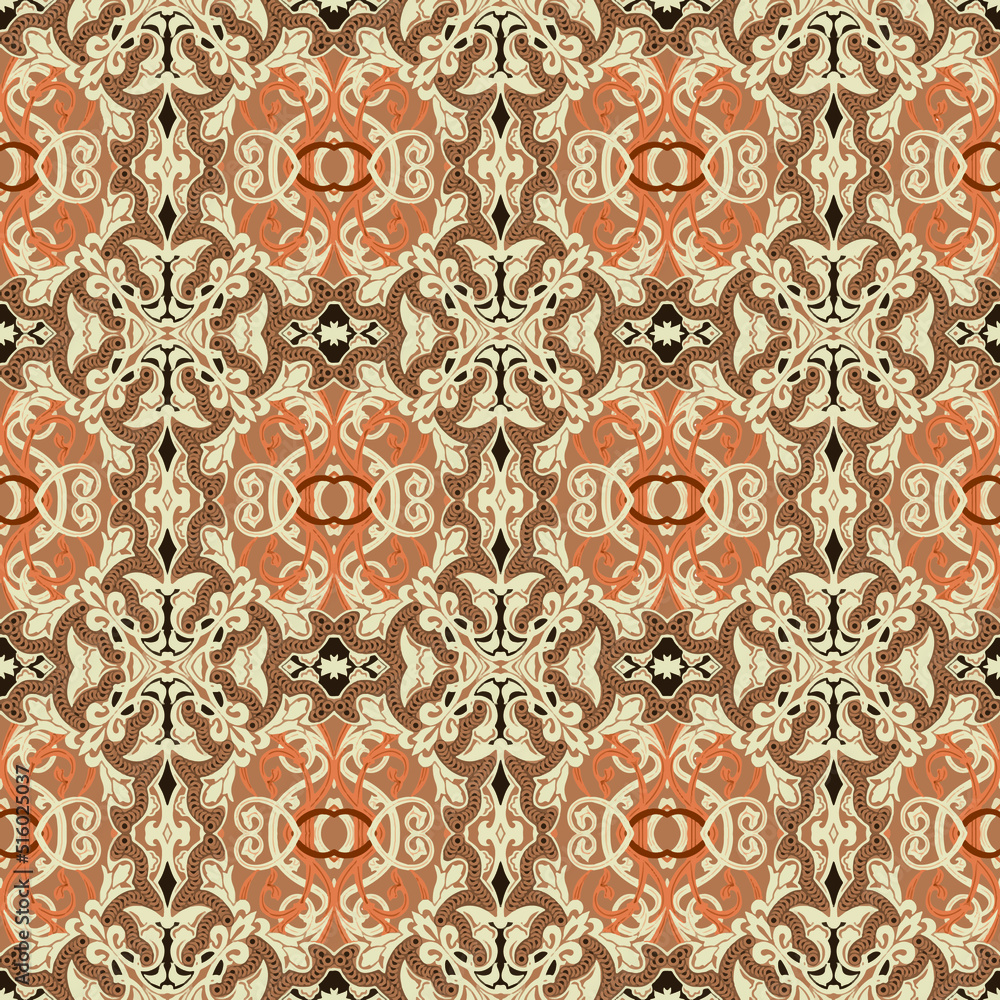 Ornamental Base Background Repeat All over Floral Texture Multi Colored Creative Ethnic Textile Design Pattern