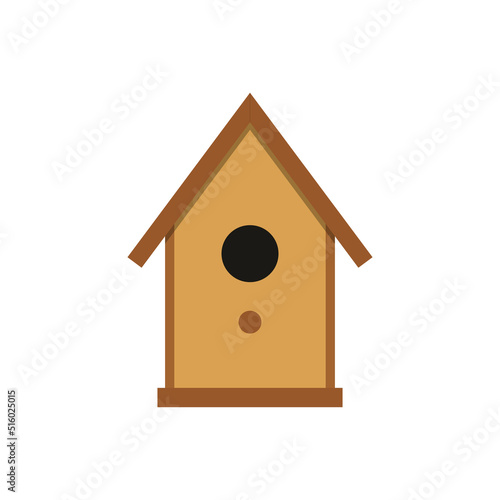 Wooden bird house icon. Vector illustration.
