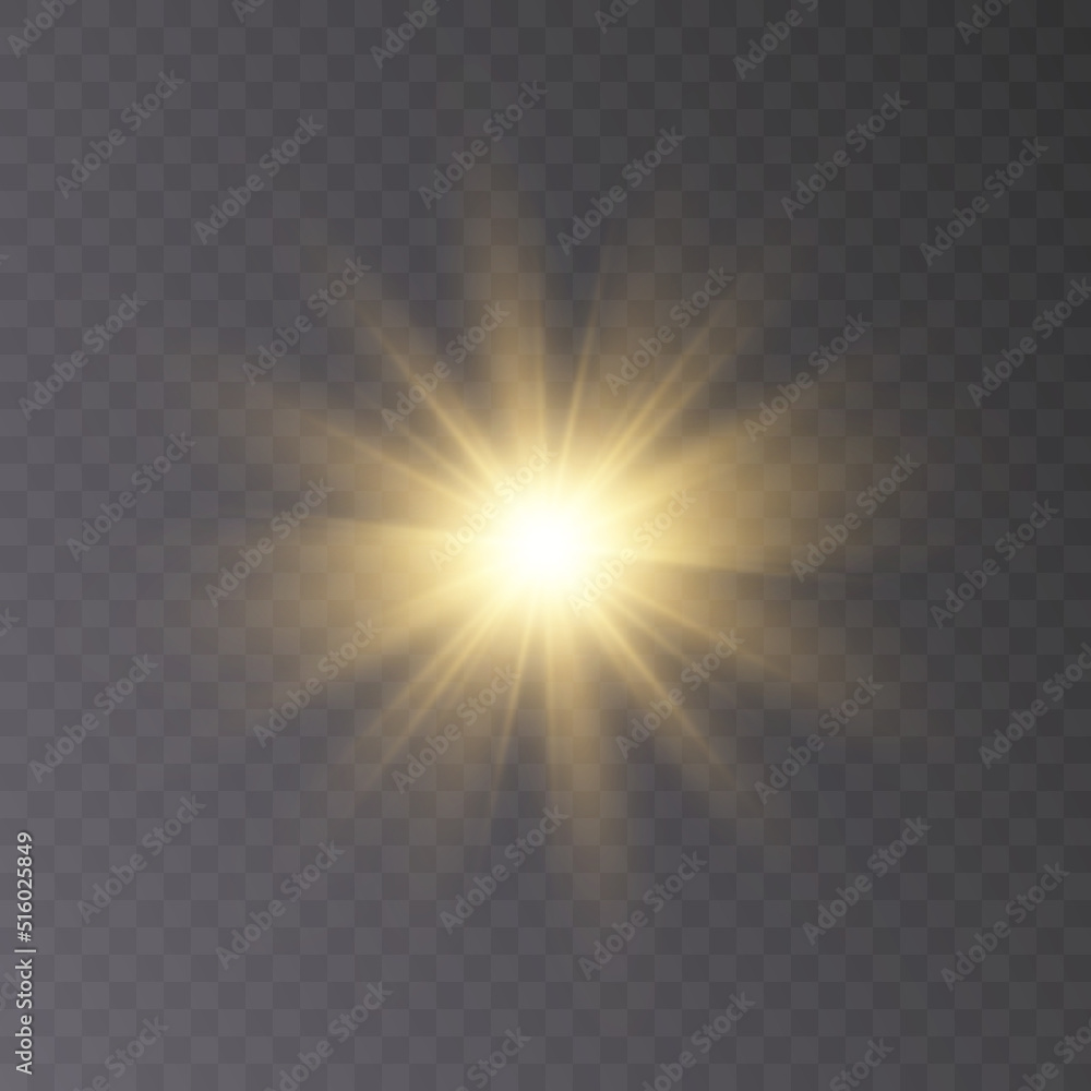 Bright light effect. Star Sun Illumination for vector illustration. Shiny sun effect. Vector