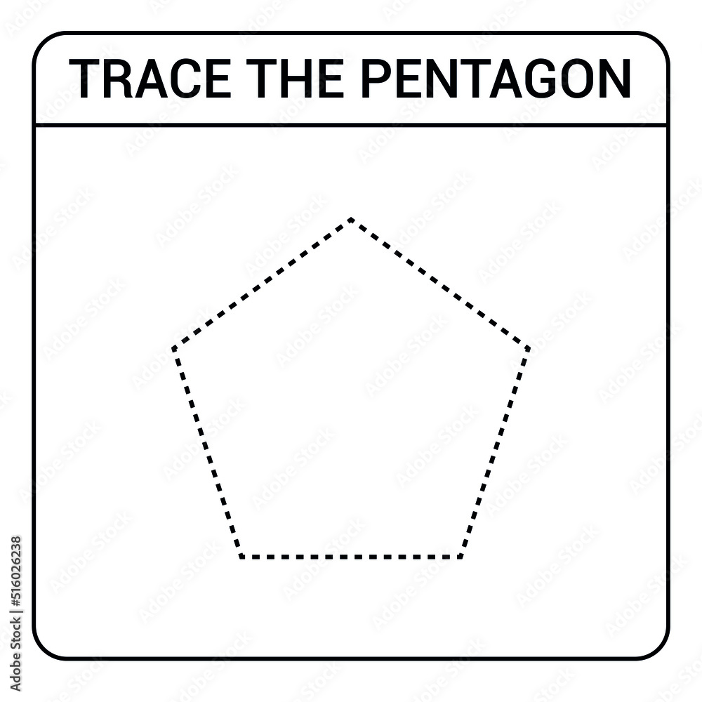 trace the pentagon worksheet preschool. Kindergartens educational game