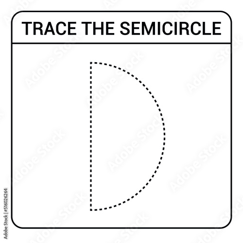 trace the semicircle worksheet preschool. Kindergartens educational game for kids