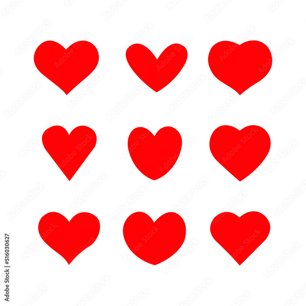 Heart icon in different style vector illustration