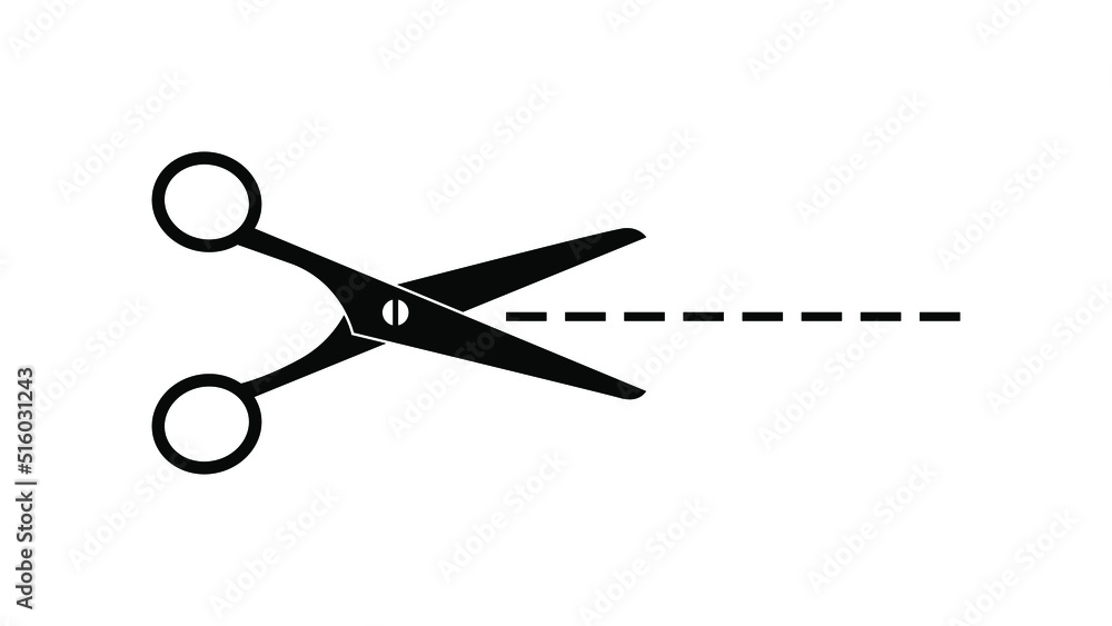 Scissors with cut lines icon symbol vector illustration