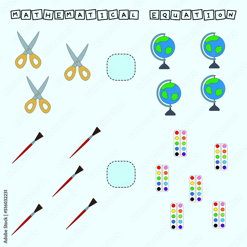 Developing activities for children, compare which more stationery ...