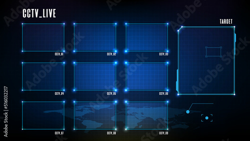 abstract background of sci fi CCTV security Camera frame, hud ui
