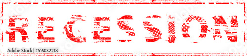 recession stamp with  grunge distress rough edges fonts . Vector