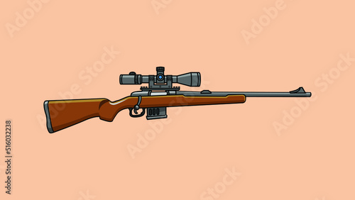 Marksman rifle weapon vector illustration