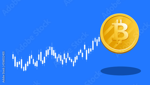 Simple modern trend vector illustration of bitcoin and cryptocurrency growth 