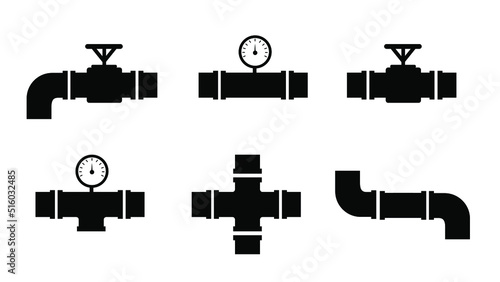 Leinwand Poster Simple black pipe set vector illustration collection