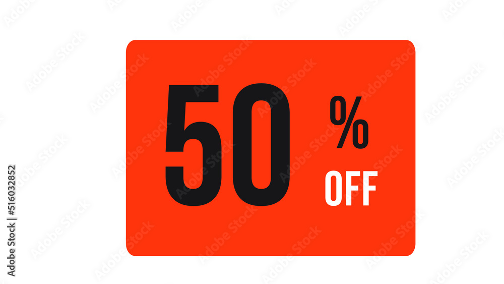 Fifty percent off orange stamp text on white background Fifty percent off orange stamp text on white background