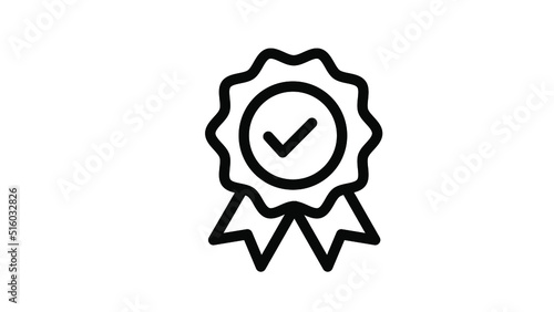 Certified or approved ribbon .Certificate icon.Check mark vector.Award medal icon.Winner award emblem symbol. Rosette sign.